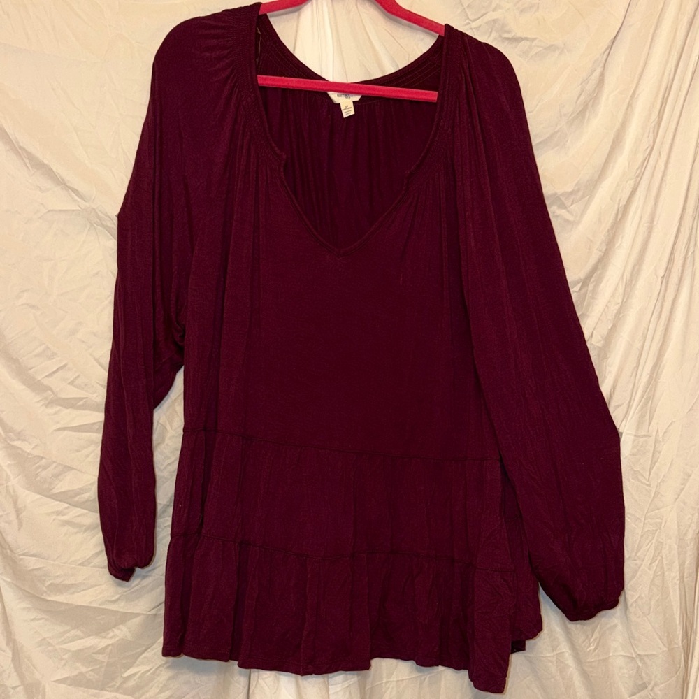 Terra & Sky 3X (24/26)Elegant Burgundy Women's Top